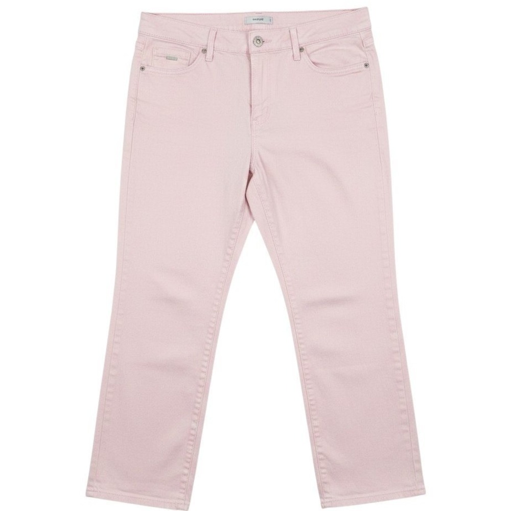 Nine West Chrystie Capri Pants Women 16 Pink Mid Rise Stretch Denim Casual